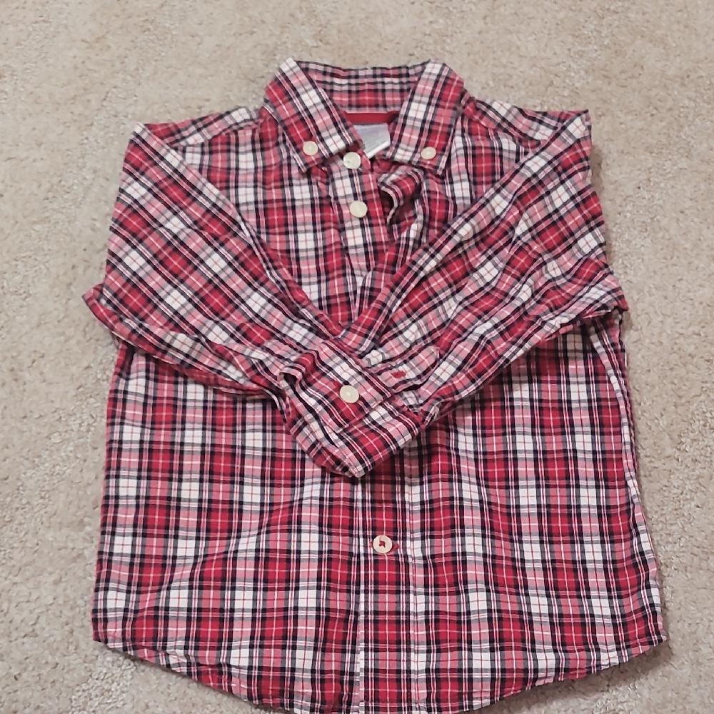Gymboree Red and White Plaid Button Down Shirt